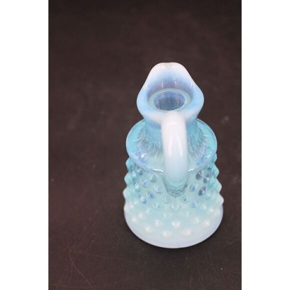 Fenton Blue Opalescent Hobnail Oil Cruet Mini Pitcher Clear No Stopper - Picture 5 of 9
